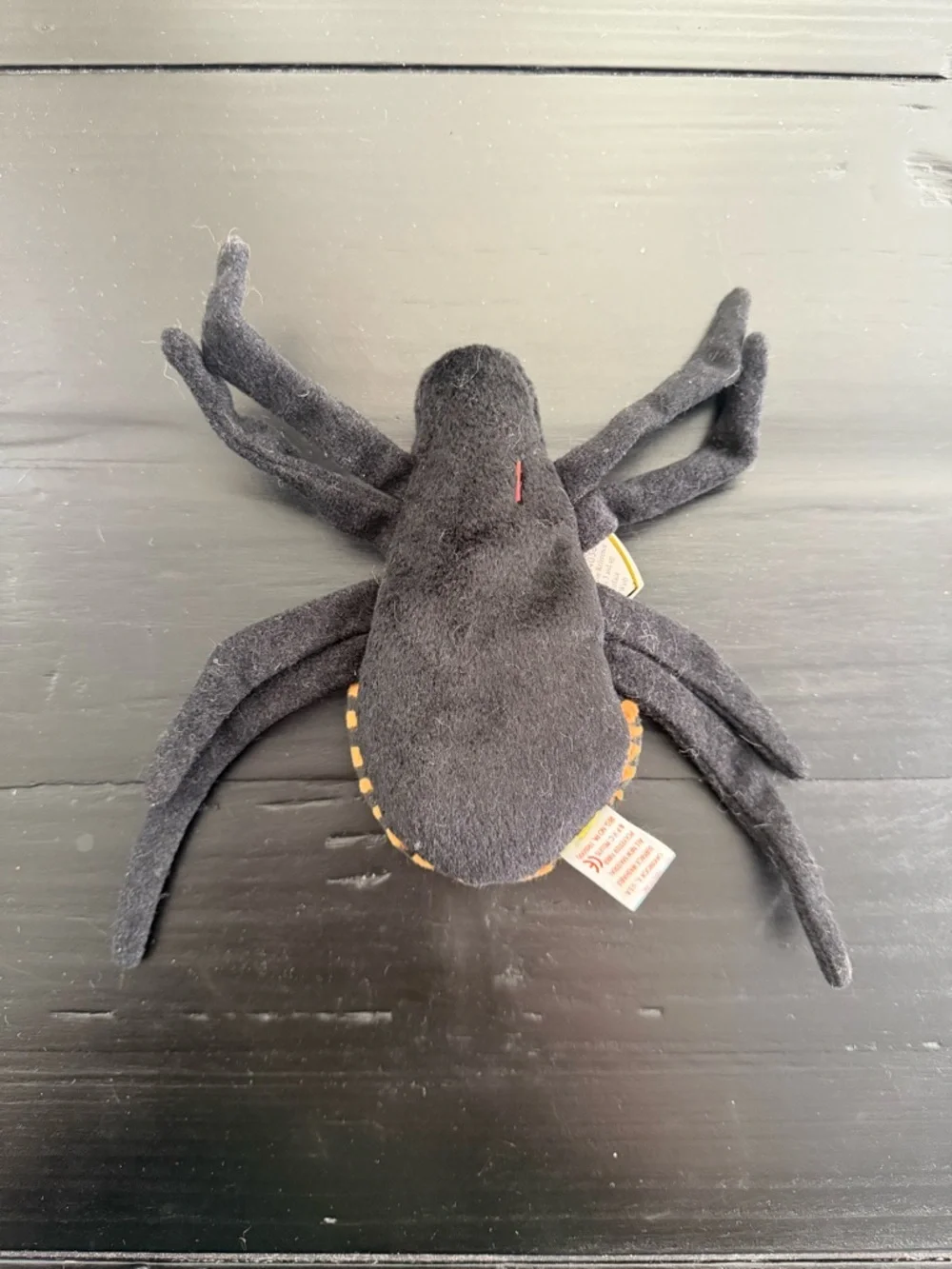 Ty Beanie Baby Black and Orange Striped Plush Spider